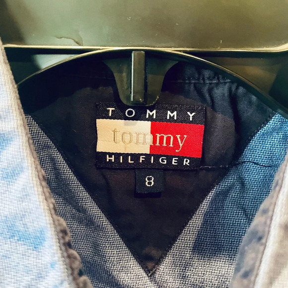 Tommy Hilfiger women sleeveless button cotton chambray top 8 blue coastal beach - Picture 4 of 10